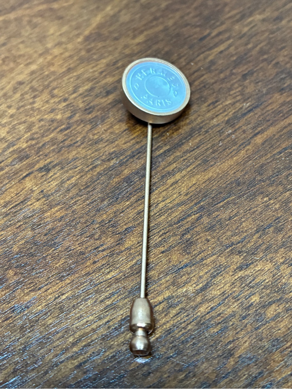 Hermes Vintage Shell With Gold-Tone Stick Pin